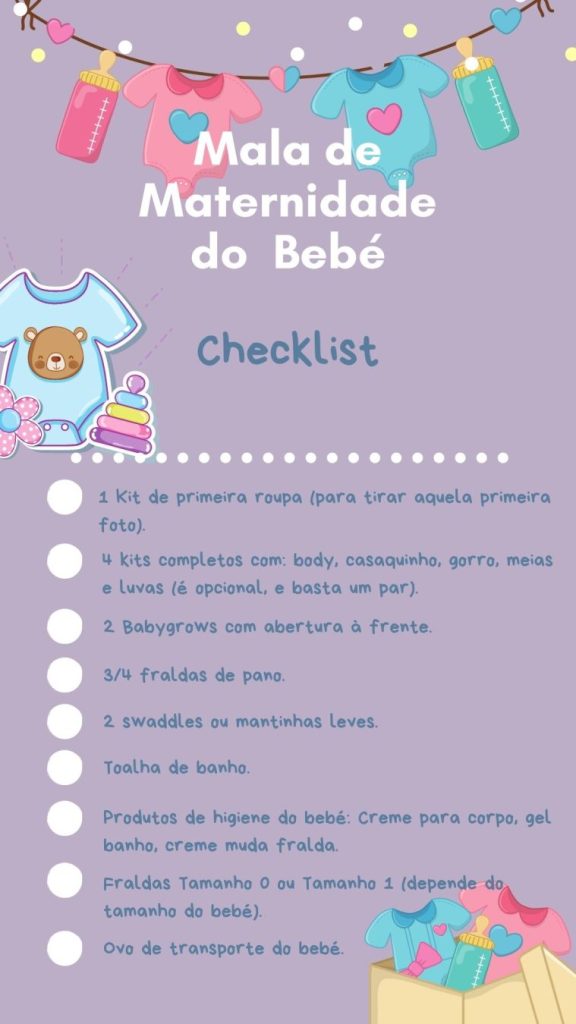 Checklist Mala de maternidade bebé
