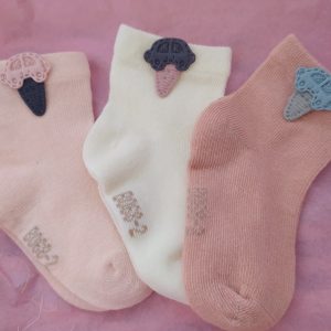 3 pares de meias de bebé gelados - Rosa velho, rosa e branco