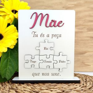 Placa puzzle "Dia da mãe"