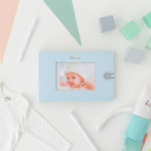 Álbum de fotos para bebé azul – Momentos da estrela da casa