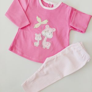 Pijama rosa chiclete com animais