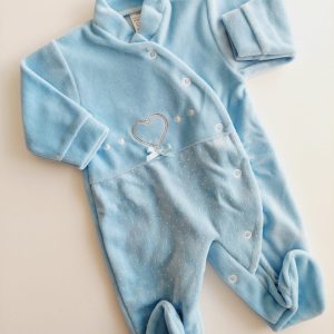 Babygrow azul bebé Coração com Laço