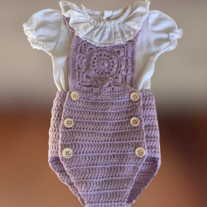 Body bebé lilás em crochê - modelo vintage