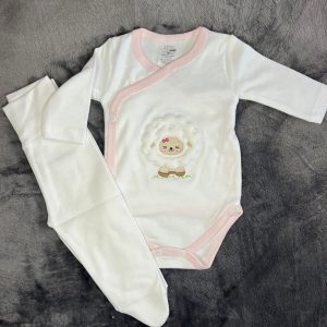 Conjunto Body + calça para bebé ( desenho bordado à mão)