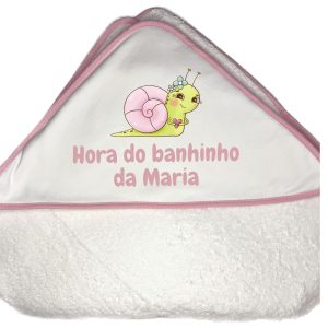 Toalha de Banho Rosa para bebé 90cm x 90cm -Hora do banho