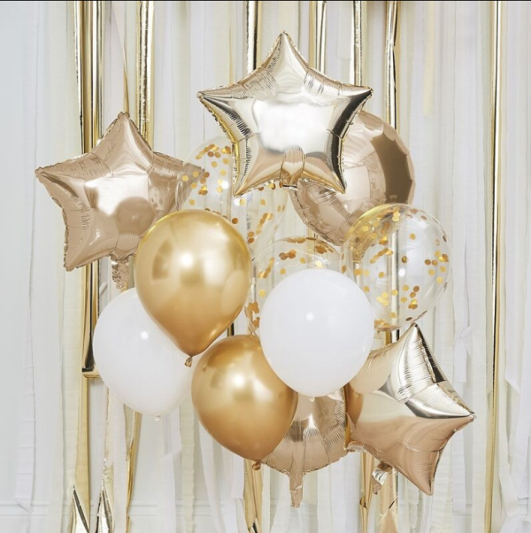 balões dourados -decoração de festas