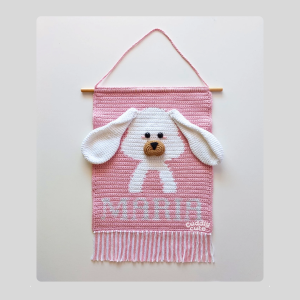 Quadro Cão crochet personalizado com nome