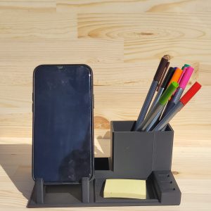 Porta Canetas com suporte de telemóvel e pen-drive