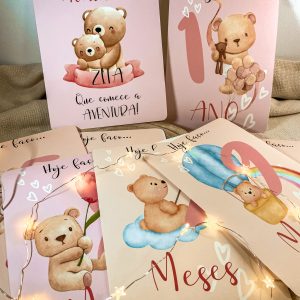 Conjunto de Cartões de Crescimento Primeiro Ano de Vida Bebé