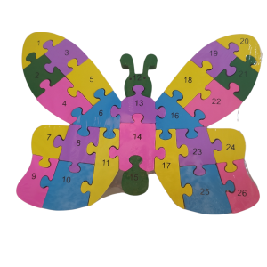 Puzzle madeira 26 peças coloridas- borboleta