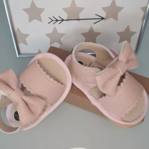 Sandálias planas couro de plutónio para bebé- rosa-Verão