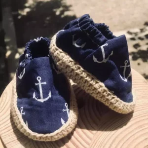 Sapatos em tecido verão bebé ancora azul